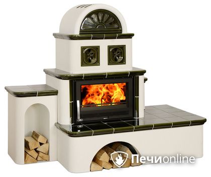 Печь-камин ABX Oxford (7кВт в воду), зеленая левая в Белгороде